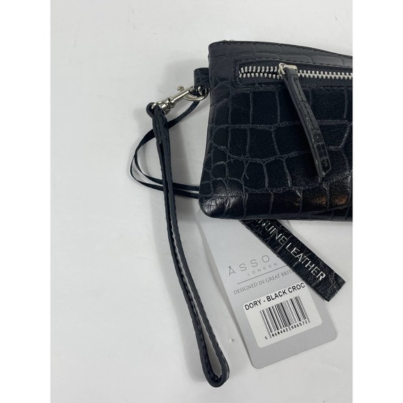 Assots London Black Genuine Leather Wristlet Wallet NWT - Picture 6 of 8